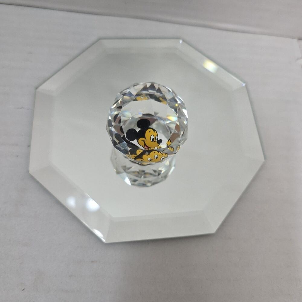 VINTAGE Swarovski Disney Faceted Crystal Ball Mickey Mouse Austria W Mirror - Picture 6 of 6